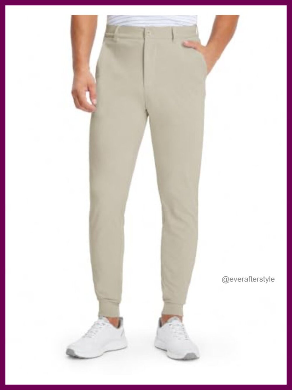 Men's Golf Pants Stretch Moisture-Wicking Ankle Zip Joggers